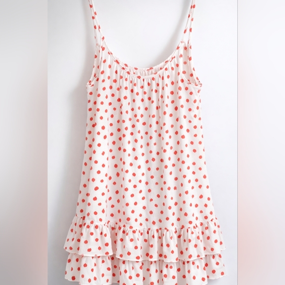 Oscar de la Renta Pink Polka Dot Ruffle Nightgown|Luxury Sleepwear|Night Top S - Picture 2 of 8